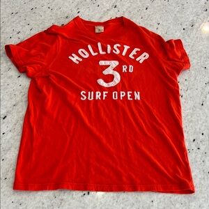 Hollister Orange Short Sleeve Tee Shirt With Stitch Design